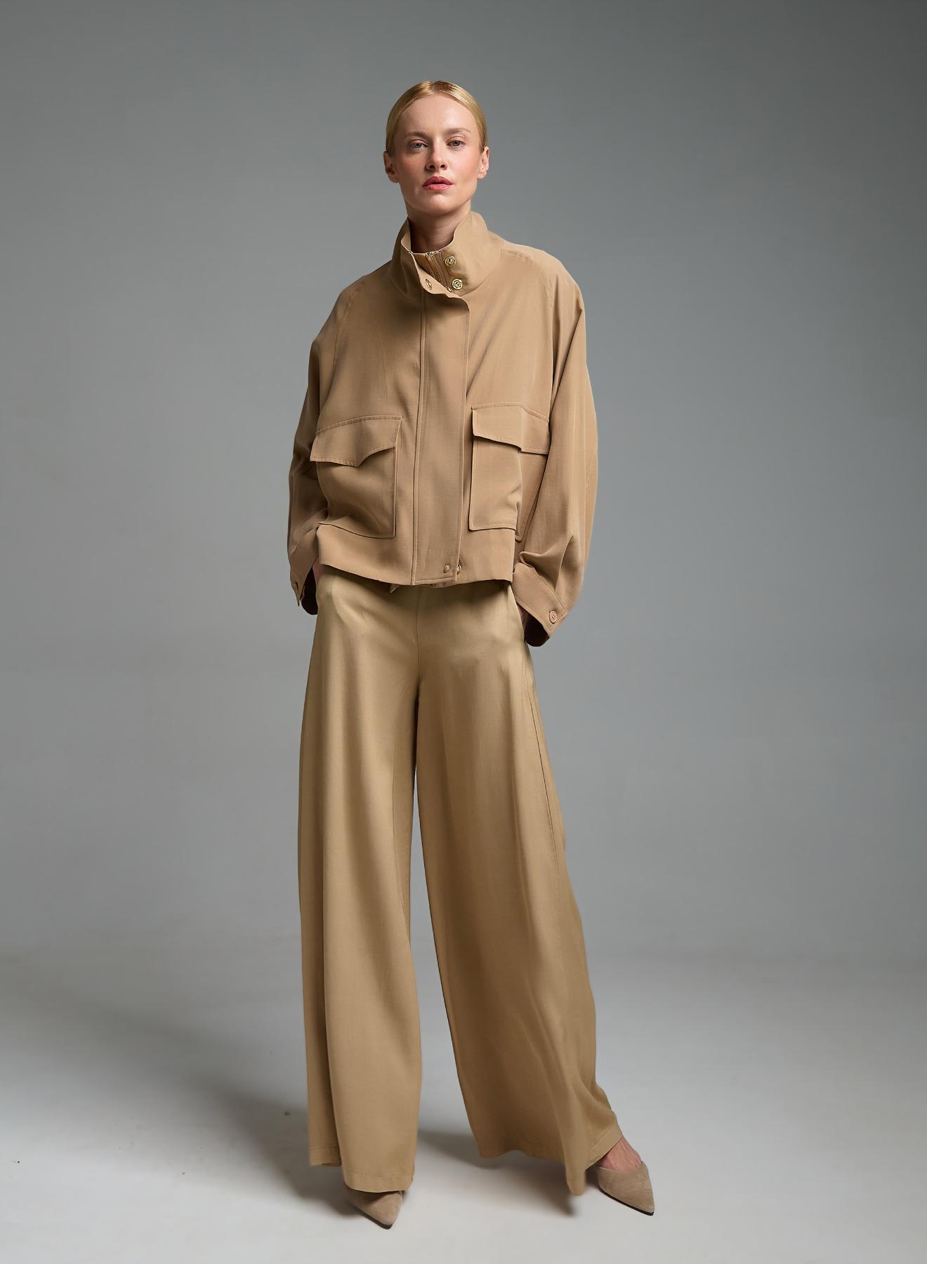 Μπεζ Μπουφάν με εξωτερικές τσέπες μπροστά Eco - 4