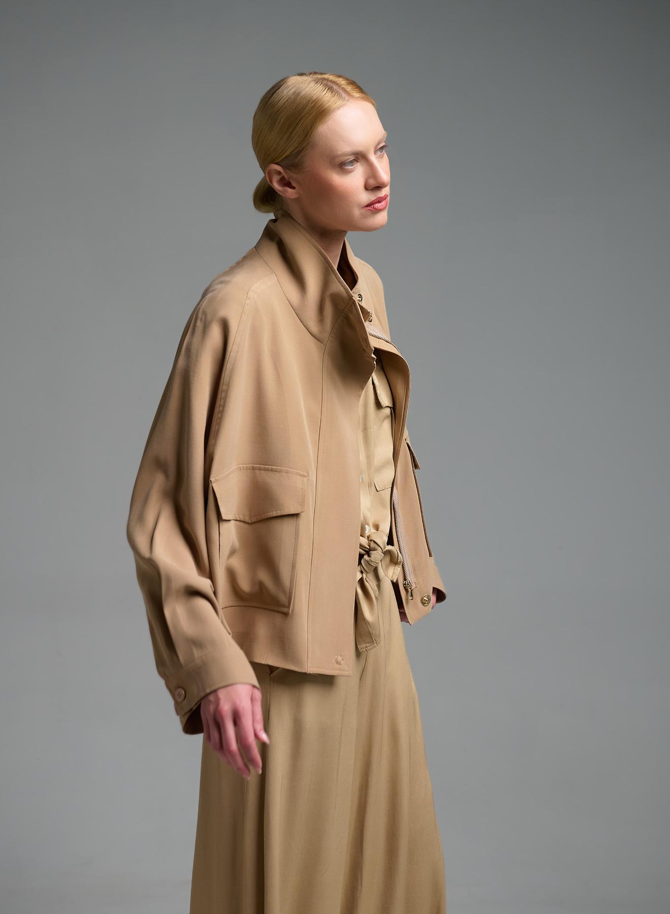 Μπεζ Μπουφάν με εξωτερικές τσέπες μπροστά Eco - 1