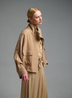 Μπεζ Μπουφάν με εξωτερικές τσέπες μπροστά Eco - 57727