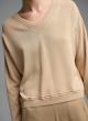 Beige Sweater with V neckline and with textured details Valentina Milano - 3
