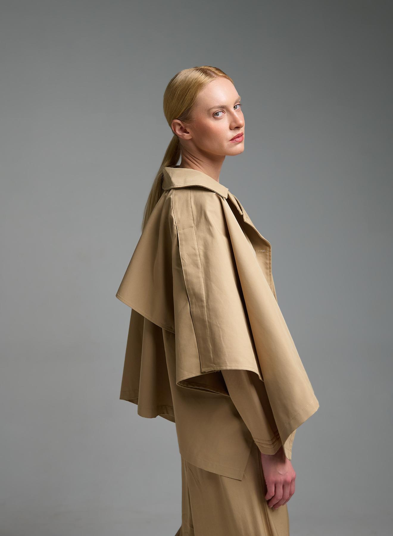 Μπεζ κοντή Κάπα με κουμπιά στο πλάι Valentina Milano - 2