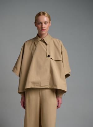 Μπεζ κοντή Κάπα με κουμπιά στο πλάι Valentina Milano - 57750