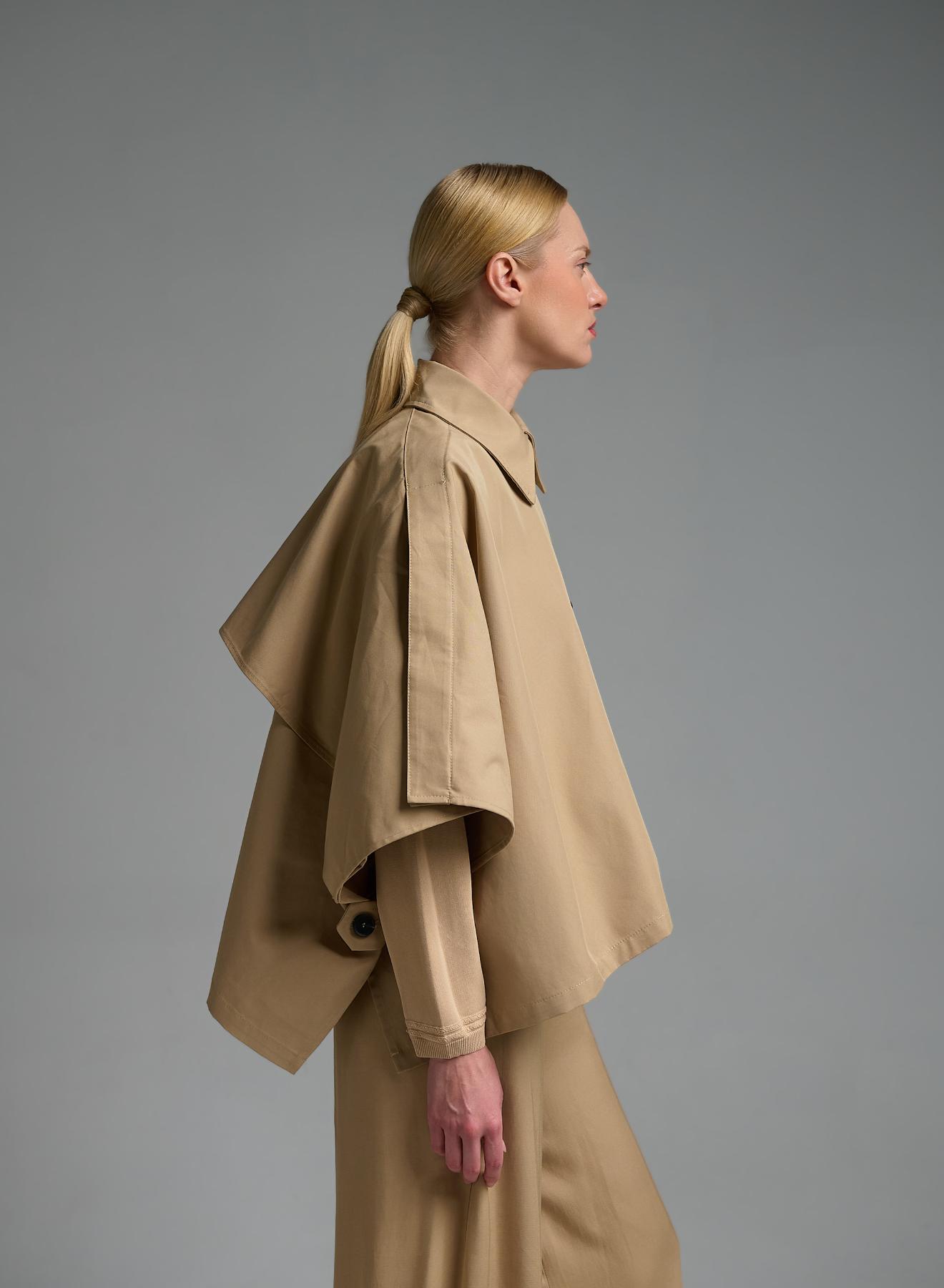 Μπεζ κοντή Κάπα με κουμπιά στο πλάι Valentina Milano - 3