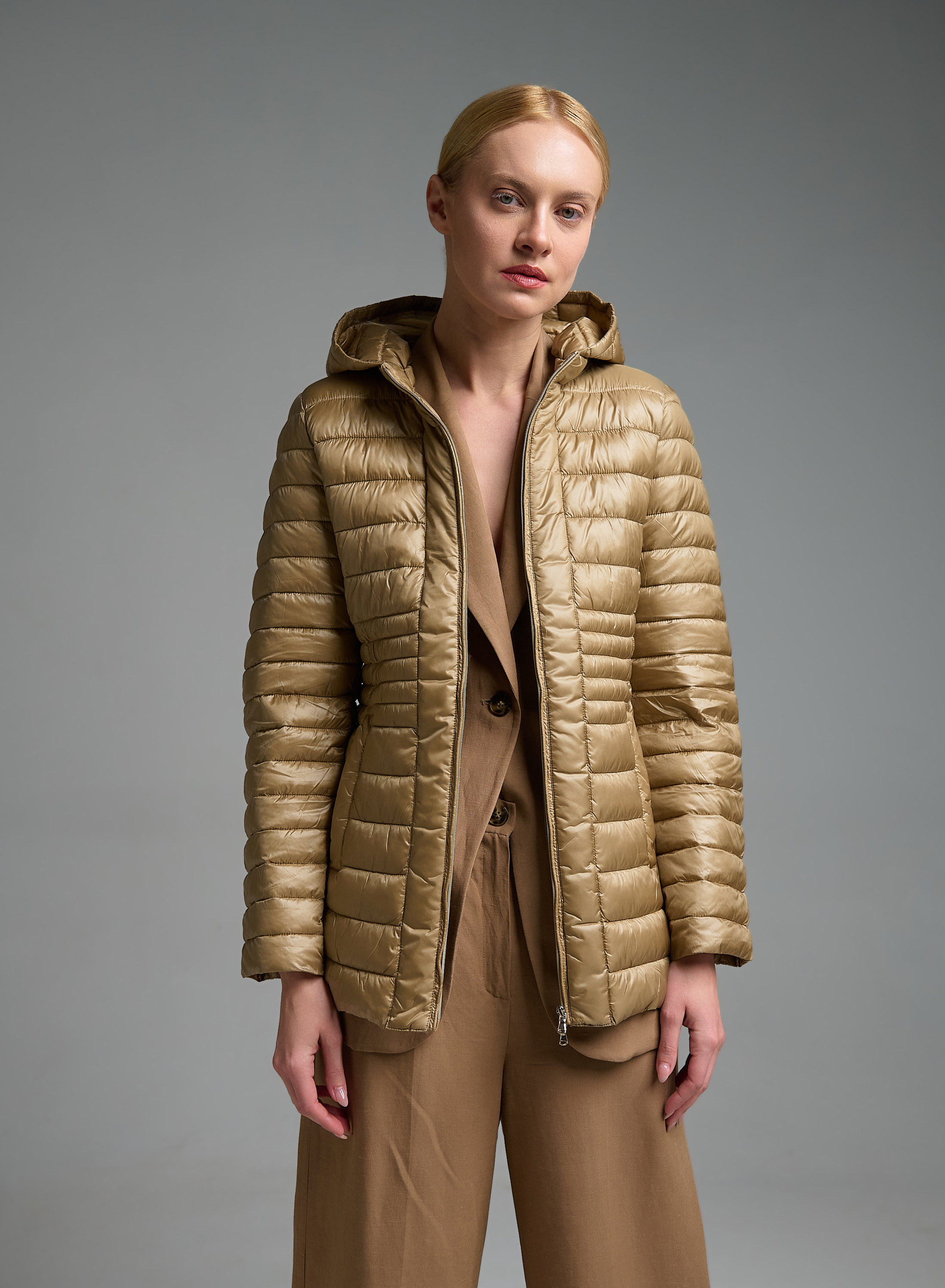 Camel water-repellent Jacket with adjustable hood Emme Marella - 0