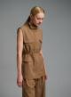 Κάμελ μακρύ Γιλέκο με τσέπες μπροστά και με κορδόνι στη μέση My Star - 0