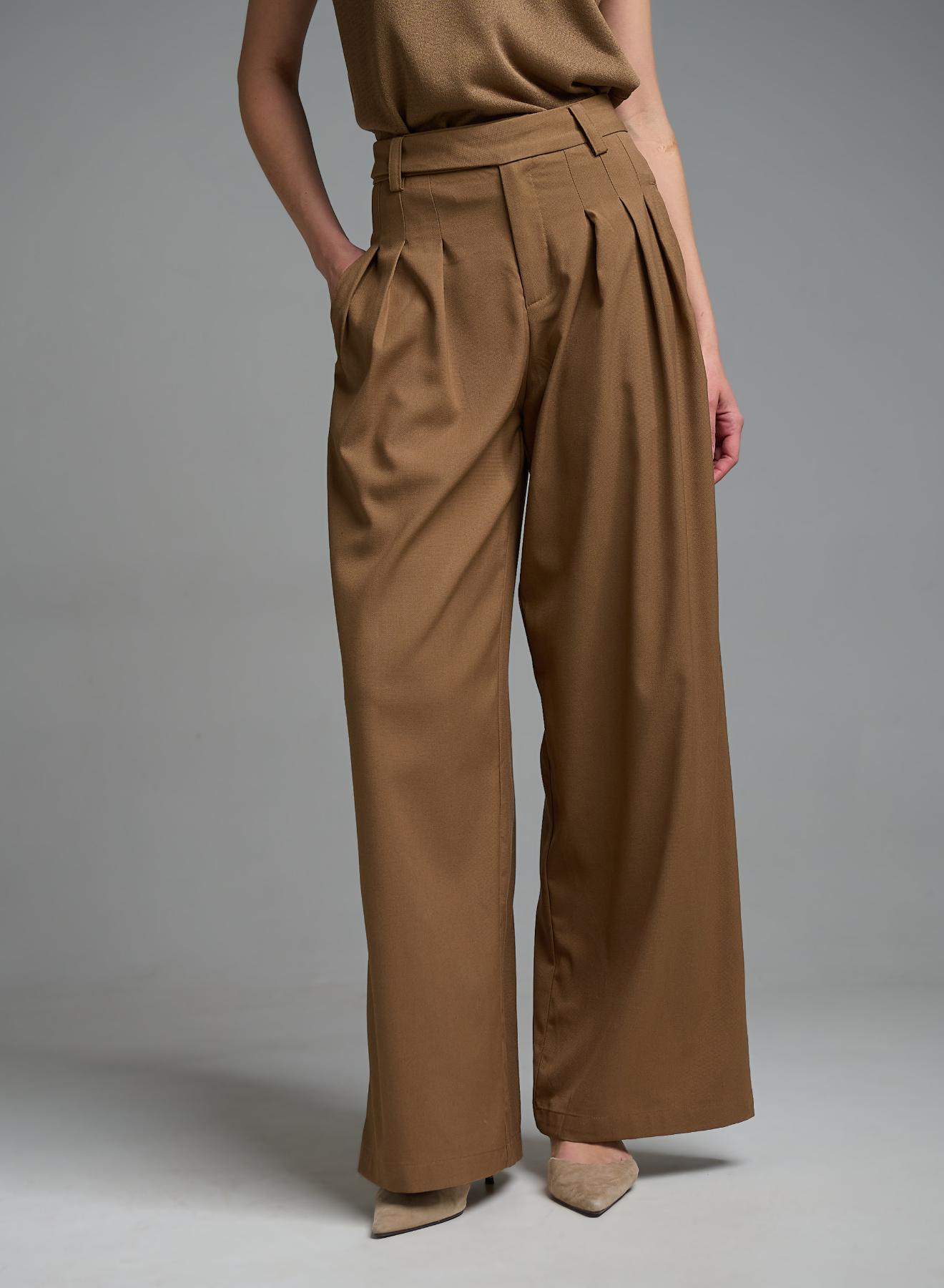 Camel pleated Trousers My Star - 4