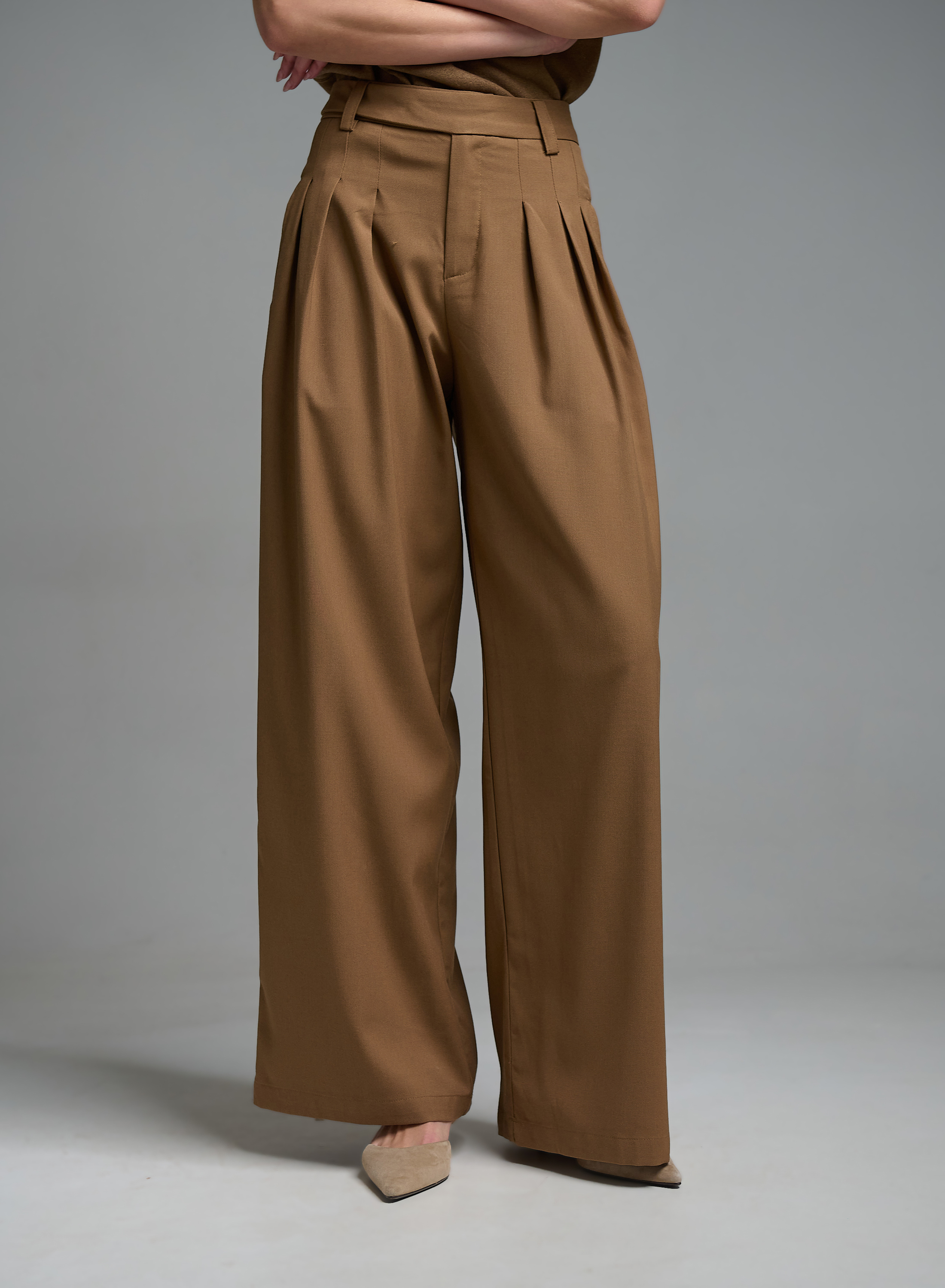 Camel pleated Trousers My Star - 4