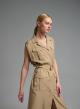 Μπεζ αμάνικο σεμιζιέ Φόρεμα με εξωτερικές τσέπες και με ζώνη Valentina Milano-5