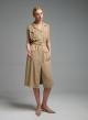 Μπεζ αμάνικο σεμιζιέ Φόρεμα με εξωτερικές τσέπες και με ζώνη Valentina Milano-7