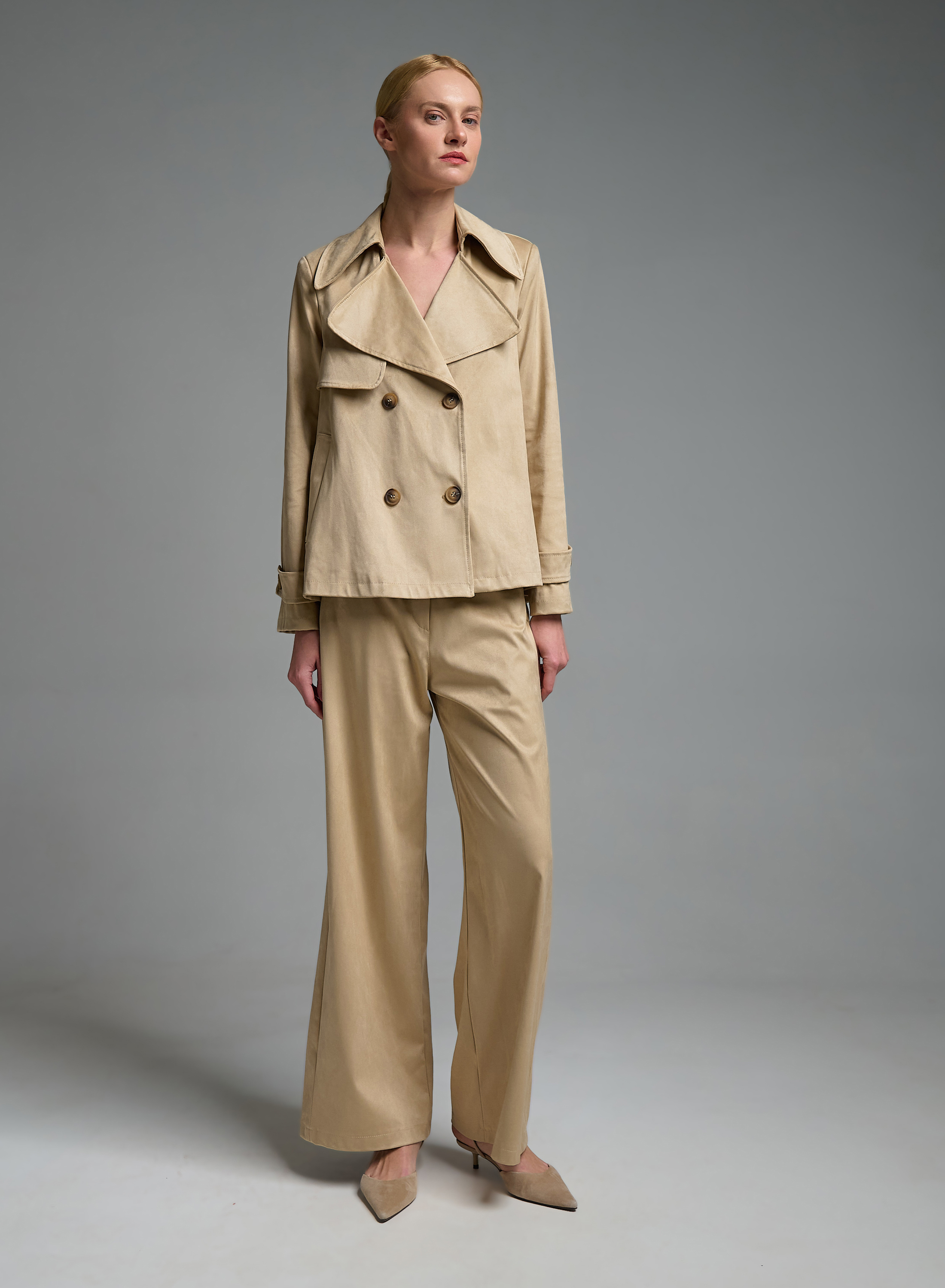 Beige eco suede straight fit Trousers Motel - 0