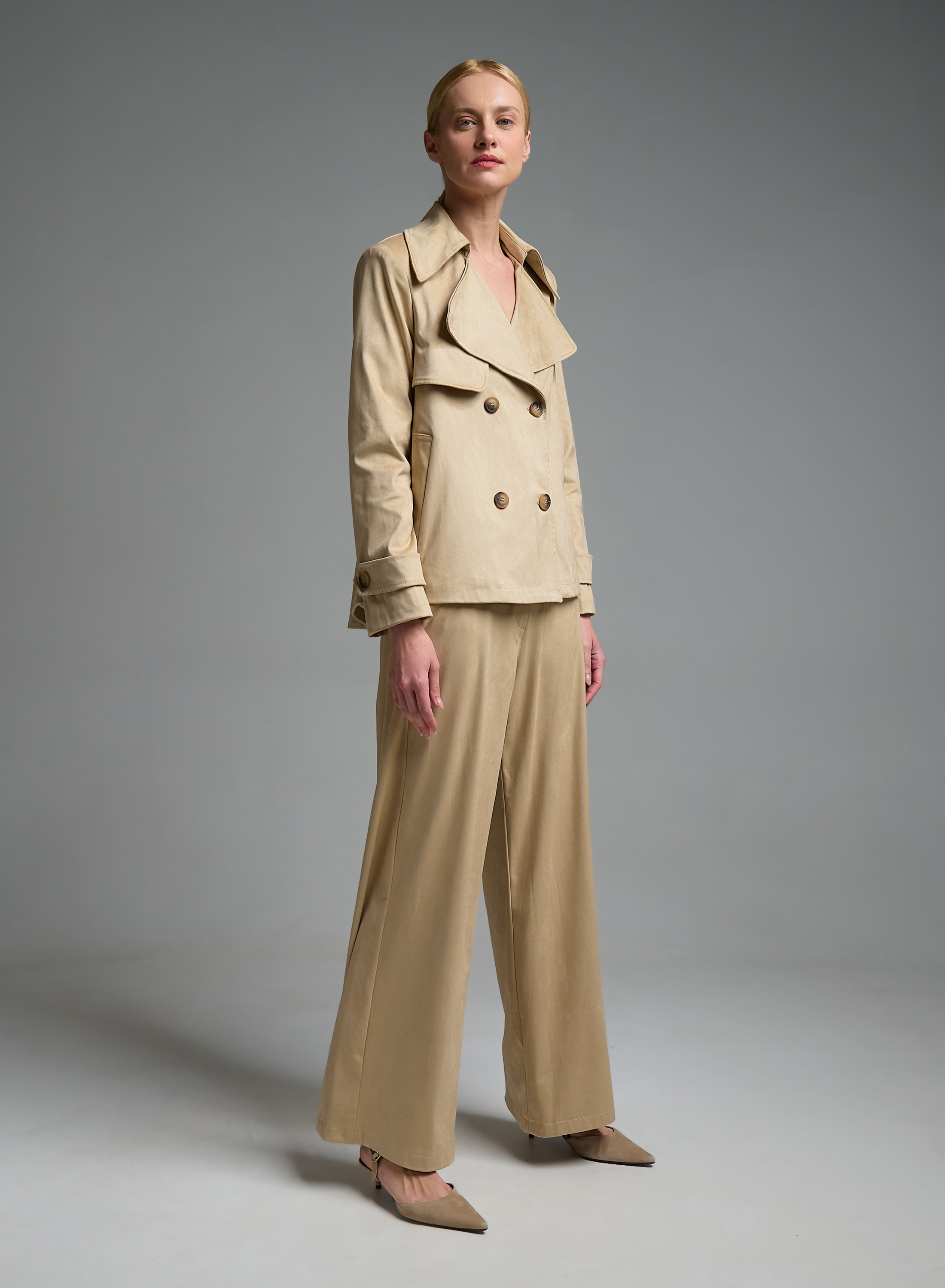 Beige eco suede straight fit Trousers Motel - 2