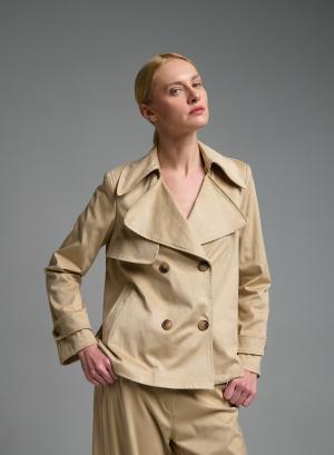 Μπεζ eco suede σταυροκούμπωτο Πανοφώρι Motel - 58042