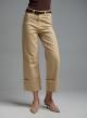 Μπεζ Παντελόνι Jean με ζώνη και με ρεβέρ Eco-5
