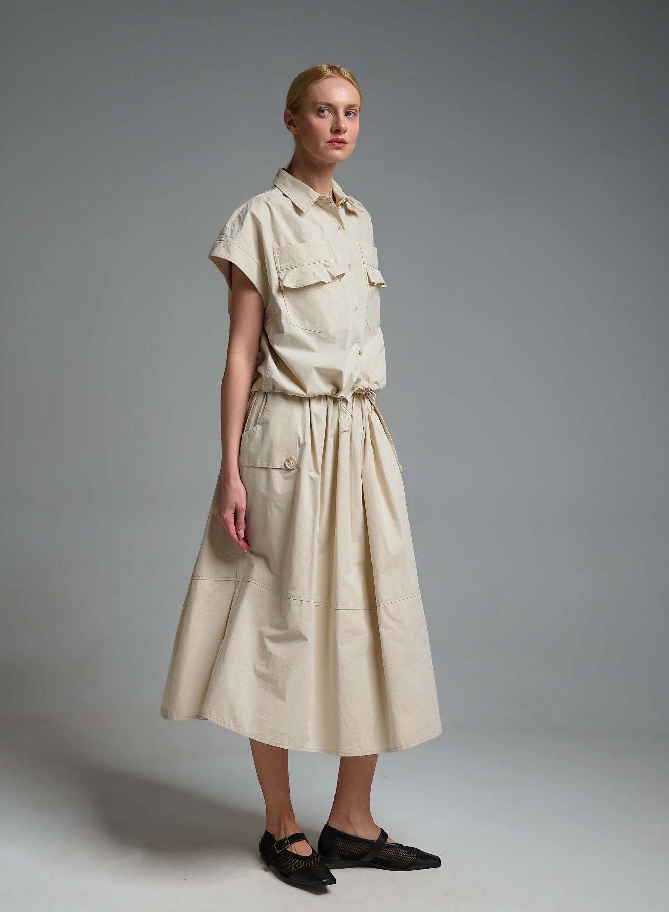 Μπεζ του Πάγου αμάνικο Πουκάμισο με λάστιχο στο τελείωμα Valentina Milano - 3