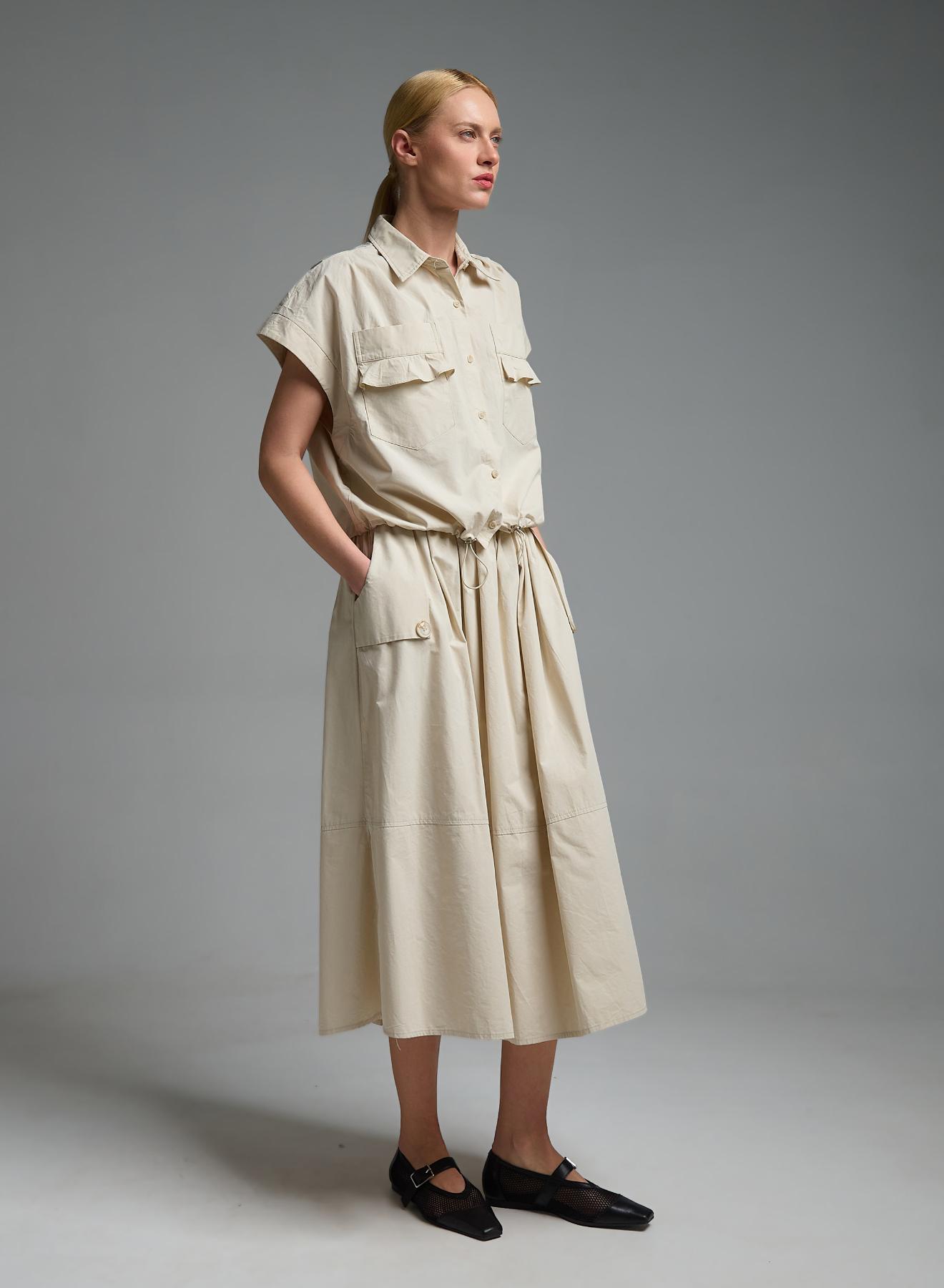 Μπεζ του Πάγου Φούστα με τσέπες και με λάστιχο στη μέση Valentina Milano - 3