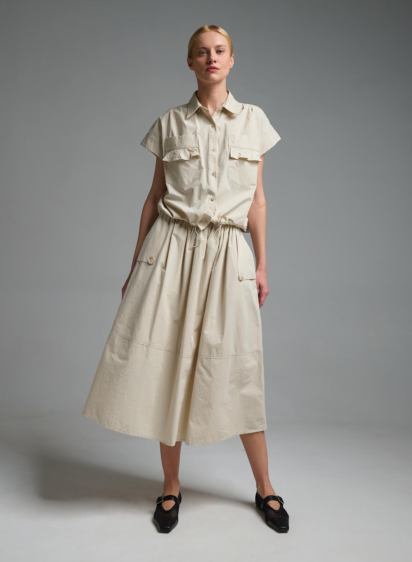 Μπεζ του Πάγου αμάνικο Πουκάμισο με λάστιχο στο τελείωμα Valentina Milano - 4