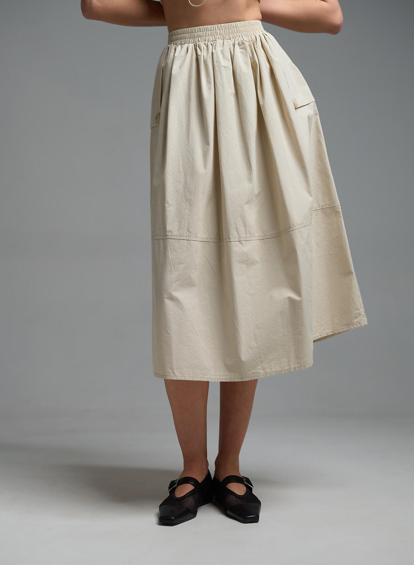 Μπεζ του Πάγου Φούστα με τσέπες και με λάστιχο στη μέση Valentina Milano - 4