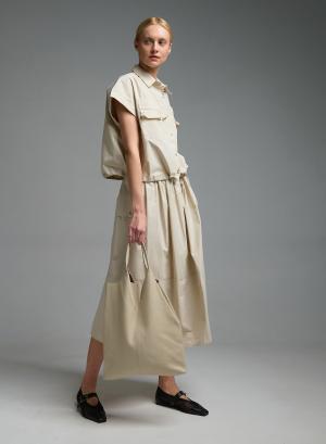 Εκρού δερμάτινη Τσάντα χειρός LC - 58127