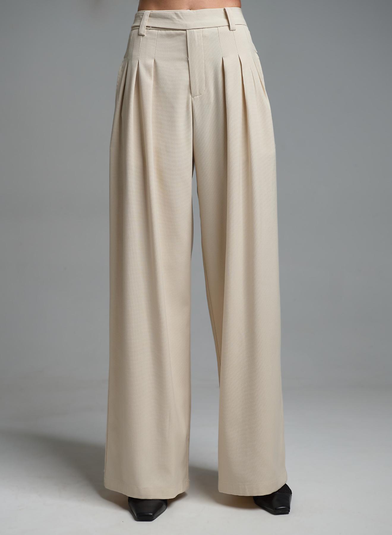 Εκρού Παντελόνι με πιέτες My Star - 3