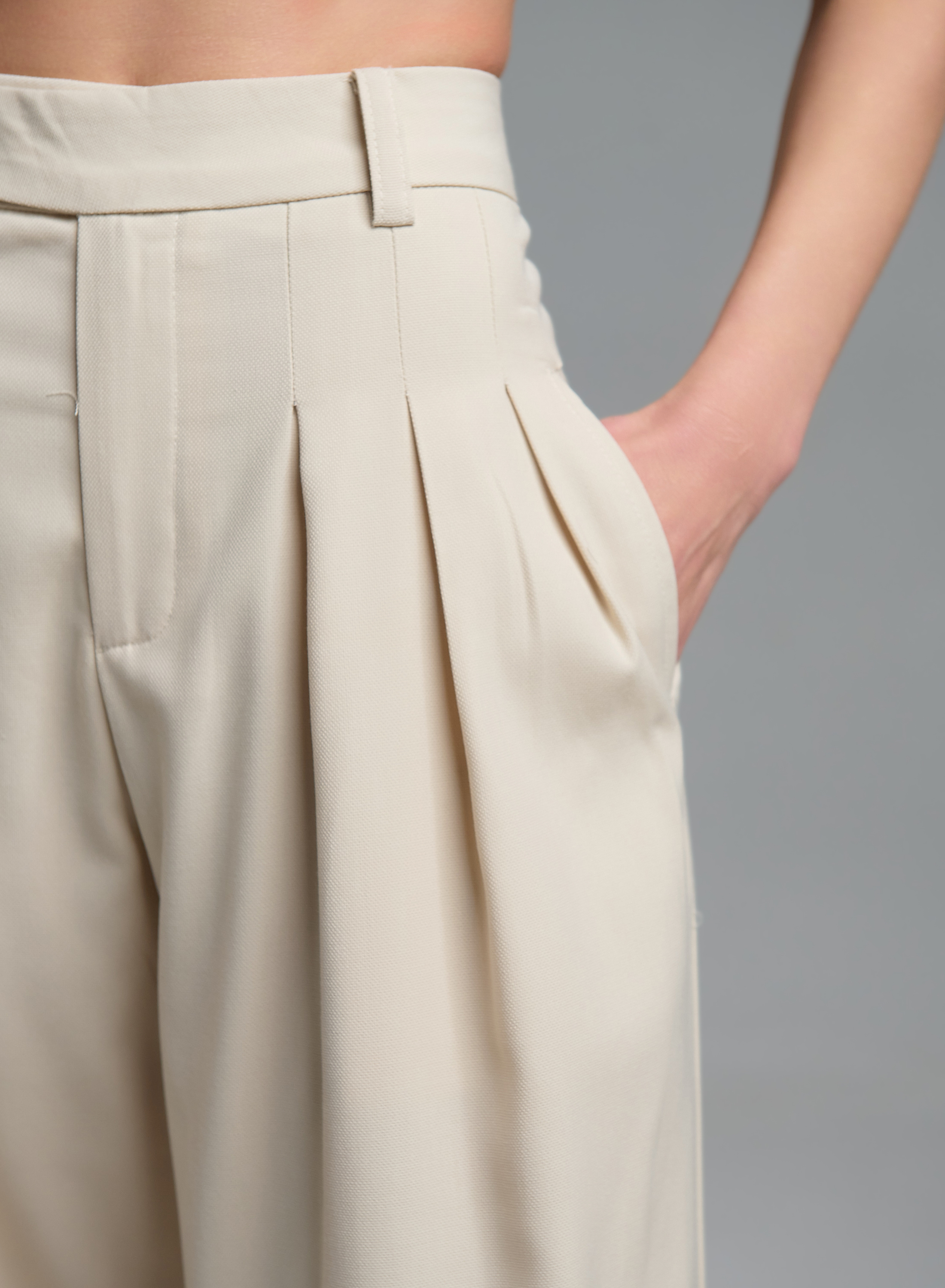 Εκρού Παντελόνι με πιέτες My Star - 3