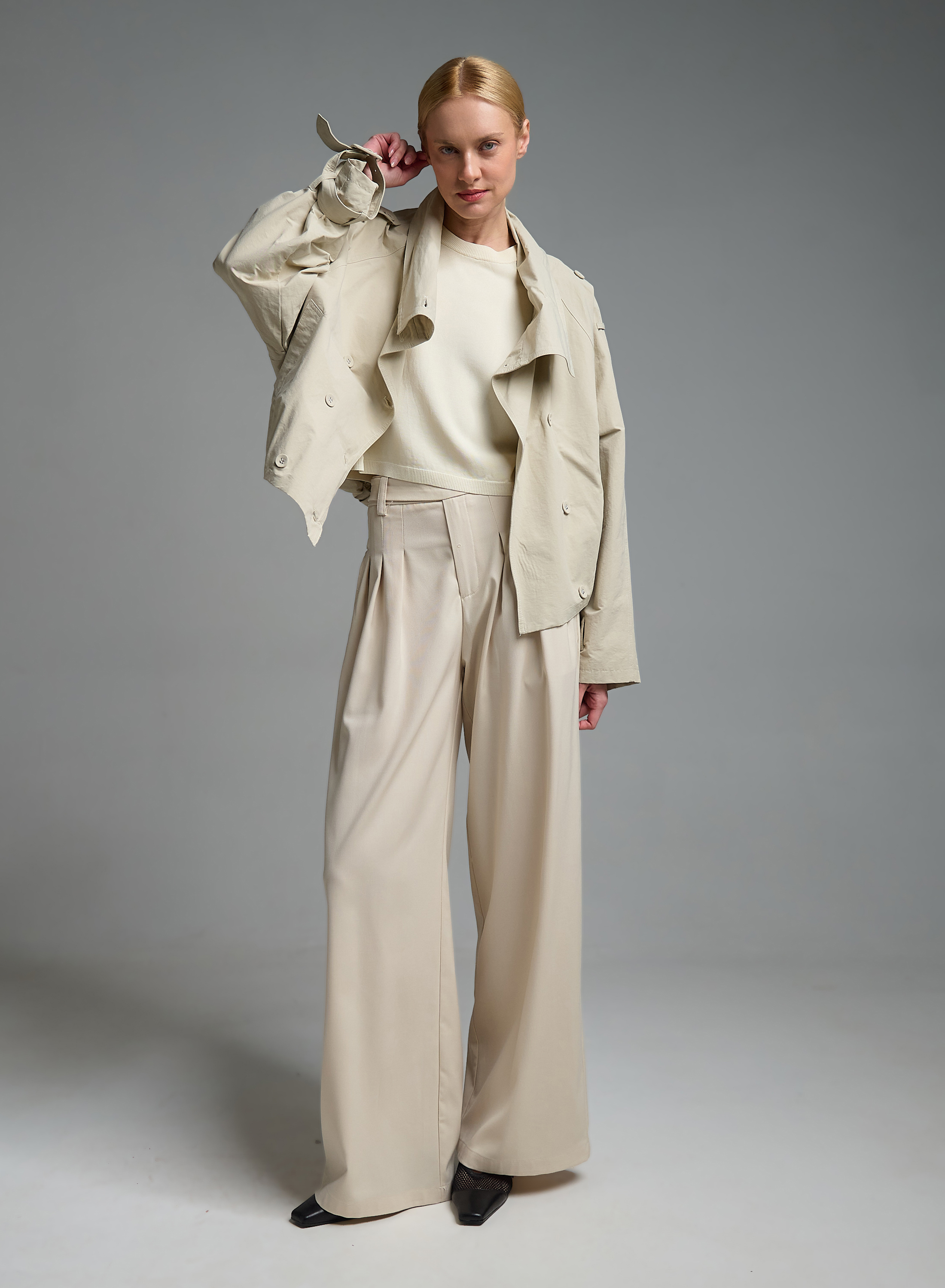 Εκρού σταυροκούμπωτο Μπουφάν My Star - 1