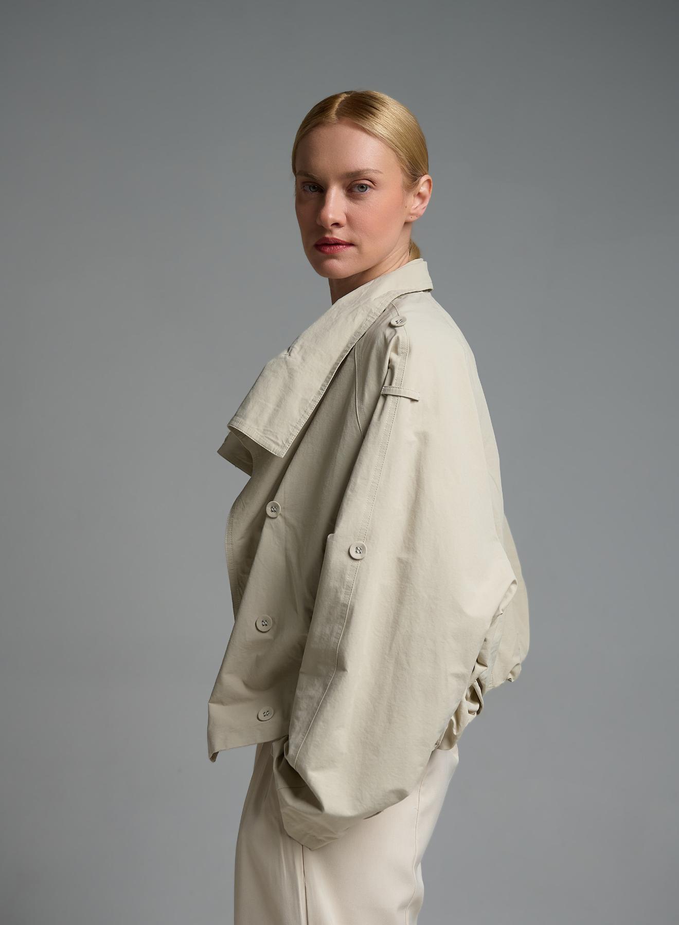 Εκρού σταυροκούμπωτο Μπουφάν My Star - 4