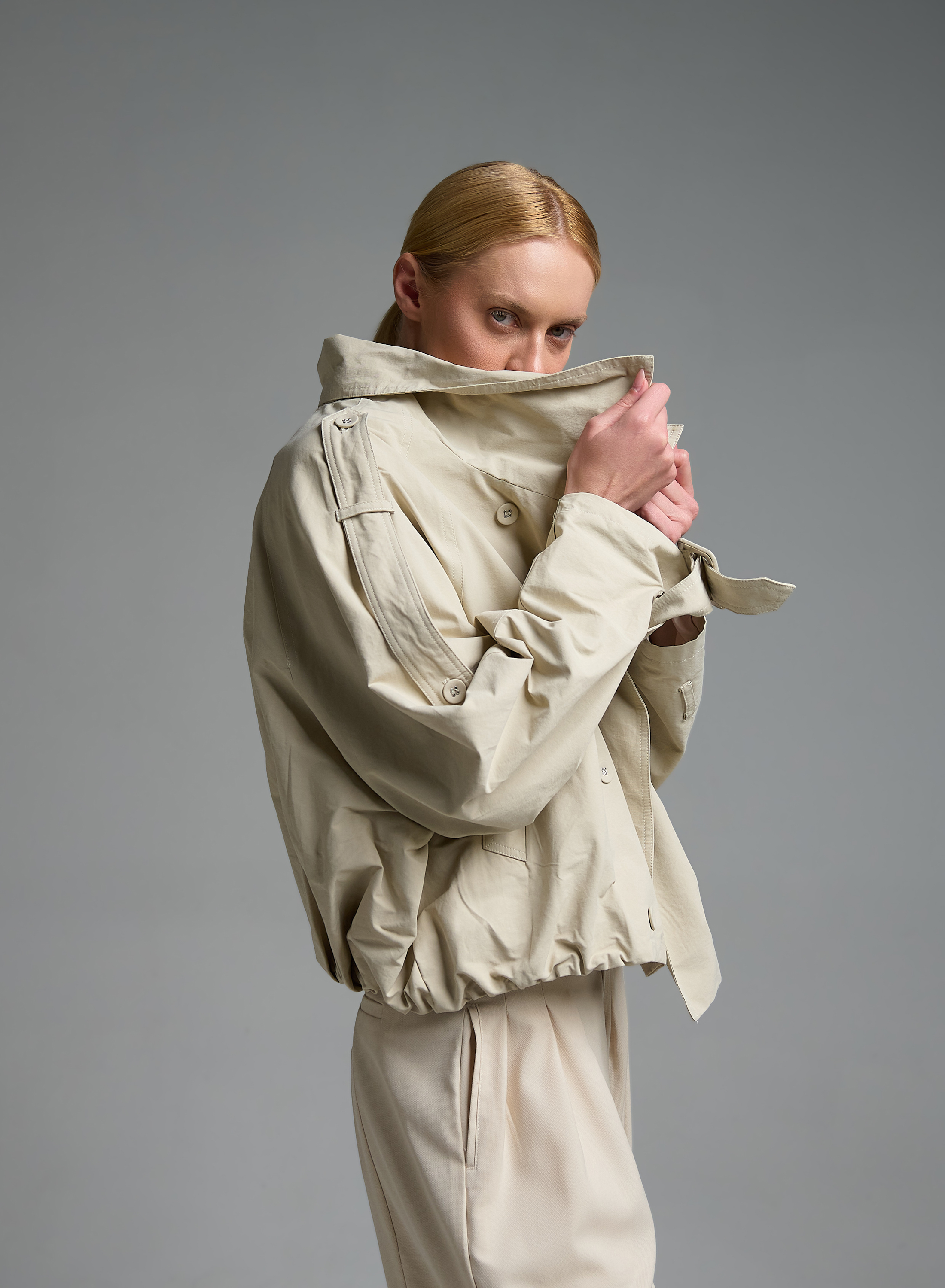 Εκρού σταυροκούμπωτο Μπουφάν My Star - 4