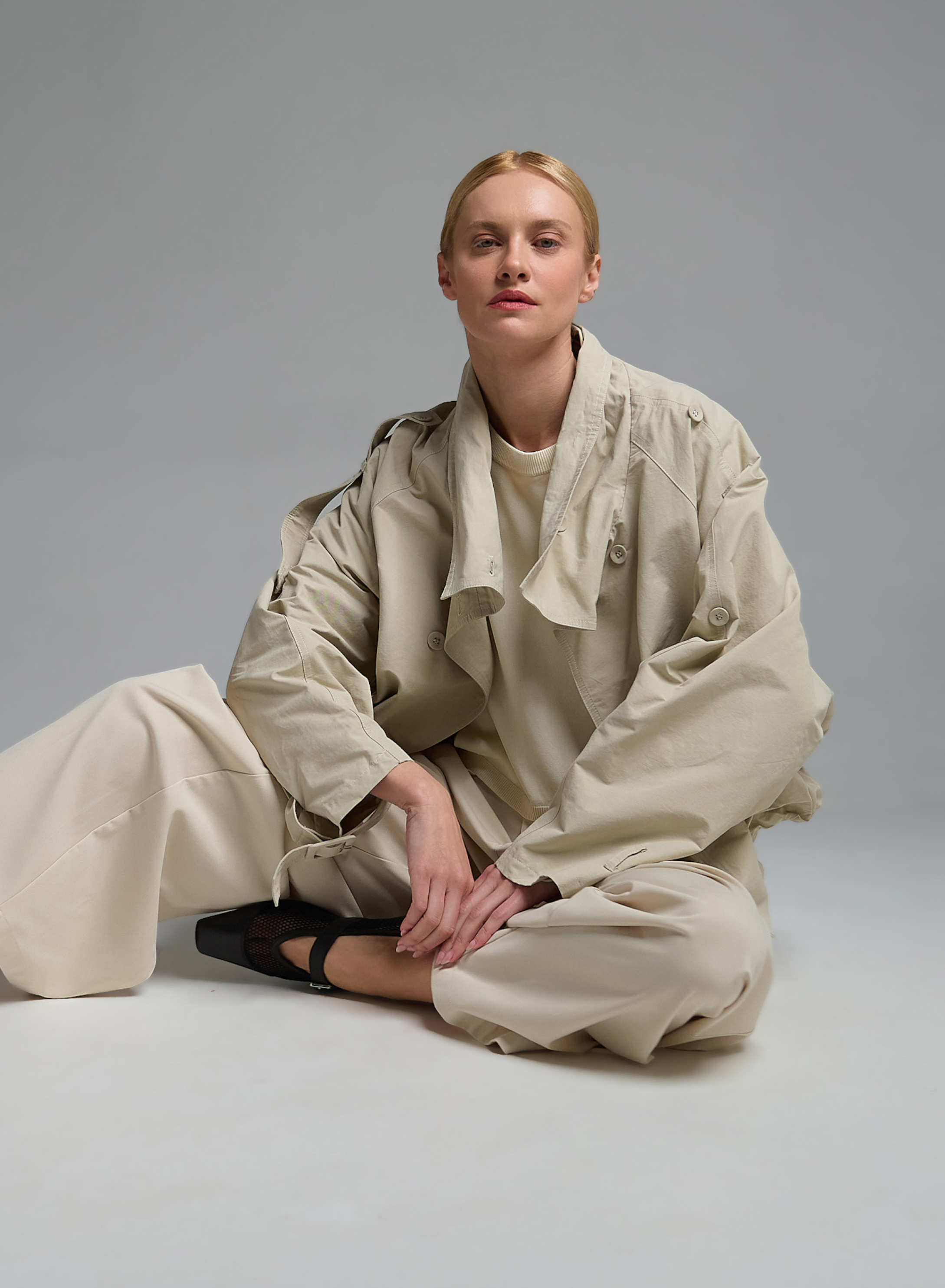 Εκρού σταυροκούμπωτο Μπουφάν My Star - 5