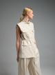 Εκρού μακρύ Γιλέκο με τσέπες μπροστά και με κορδόνι στη μέση My Star - 1