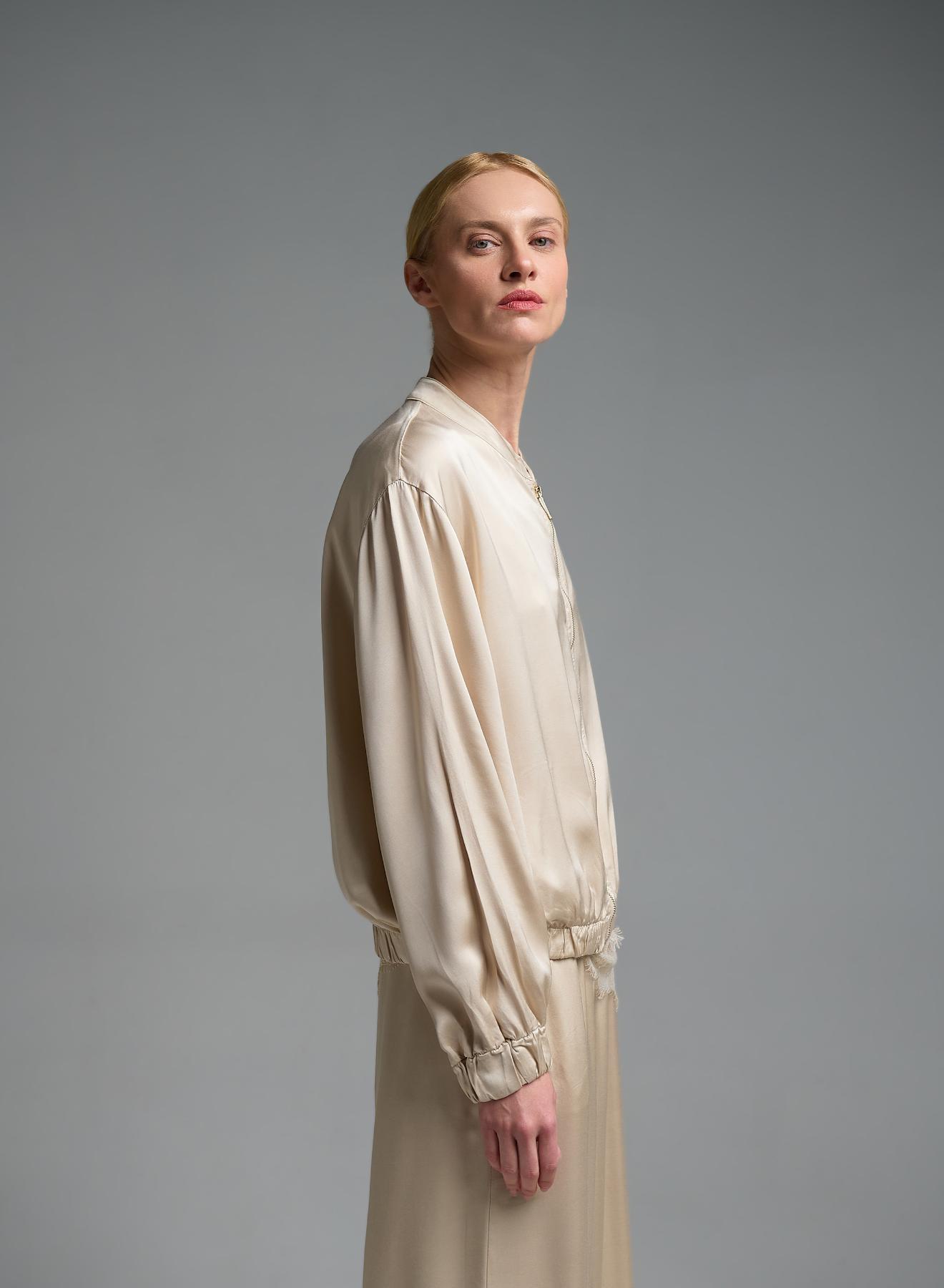 Εκρού silky touch Μπουφάν bomber Valentina Milano - 3