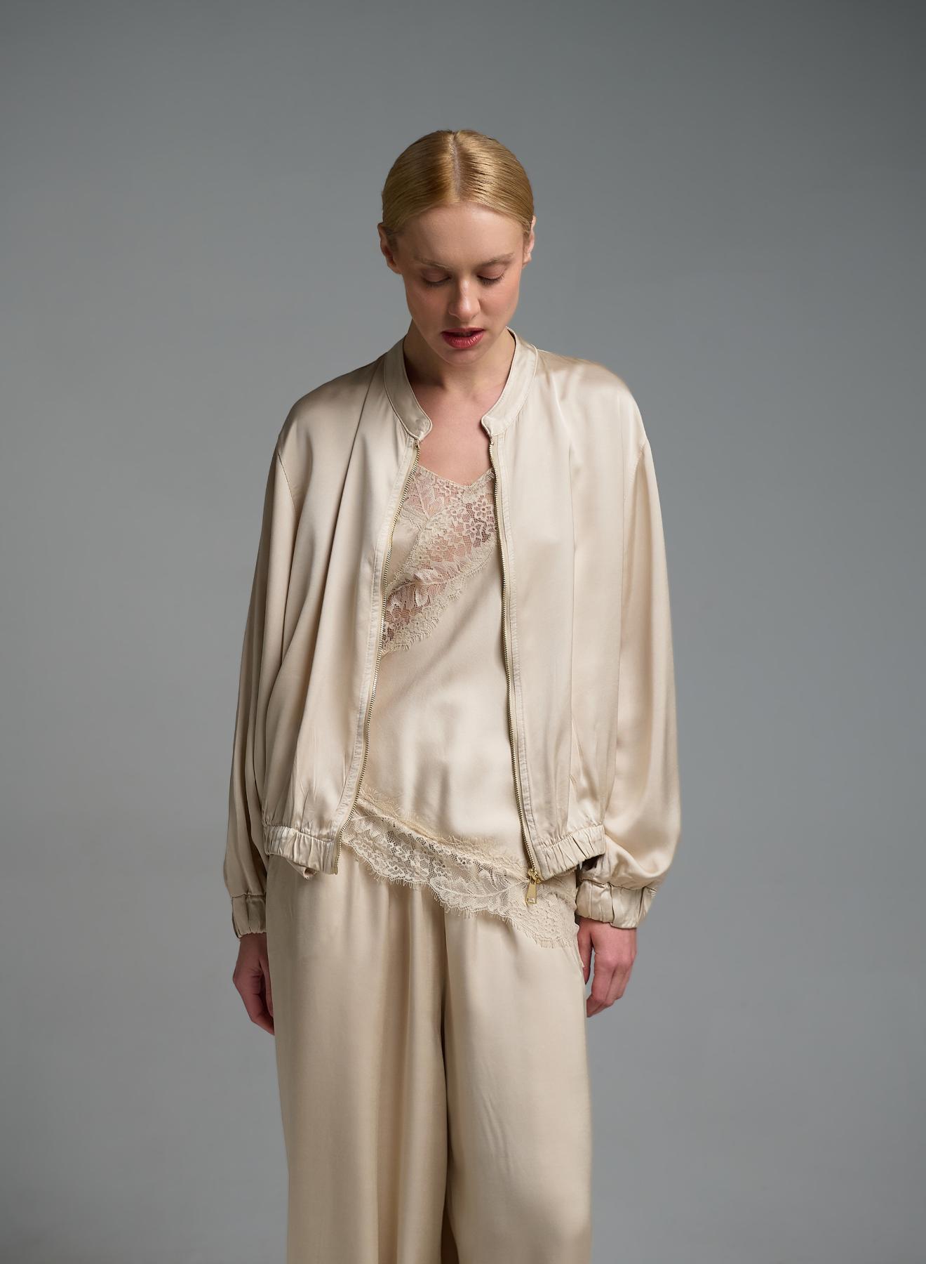 Εκρού silky touch Μπουφάν bomber Valentina Milano - 4