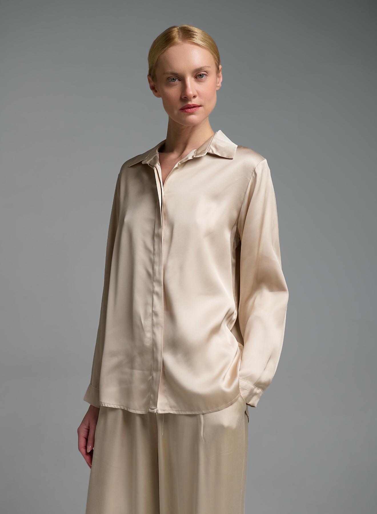 Μπεζ silky touch Πουκάμισο Valentina Milano - 1