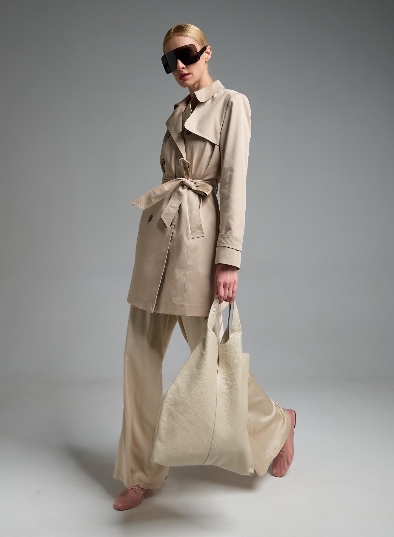 Εκρού δερμάτινη Τσάντα χειρός LC - 2