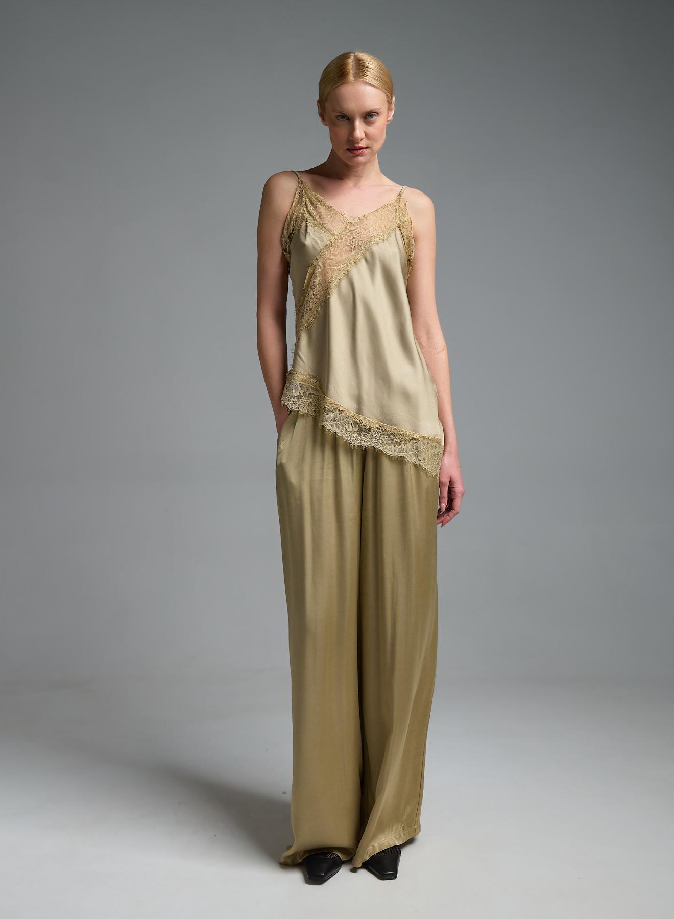Golden silky touch Trousers with elasticated waistband and with drawstring Valentina Milano - 4