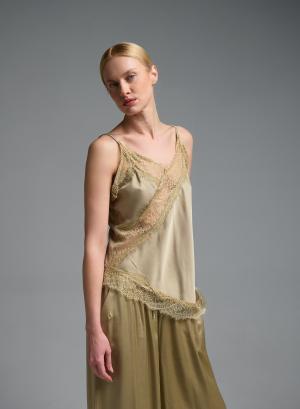 Χρυσό silky touch Τοπ με τιράντες και με δαντέλα Valentina Milano - 58264