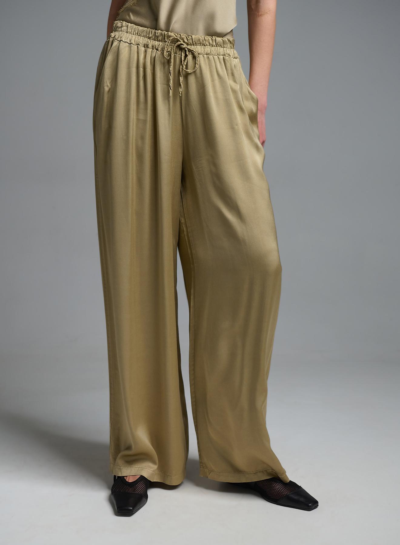 Golden silky touch Trousers with elasticated waistband and with drawstring Valentina Milano - 5
