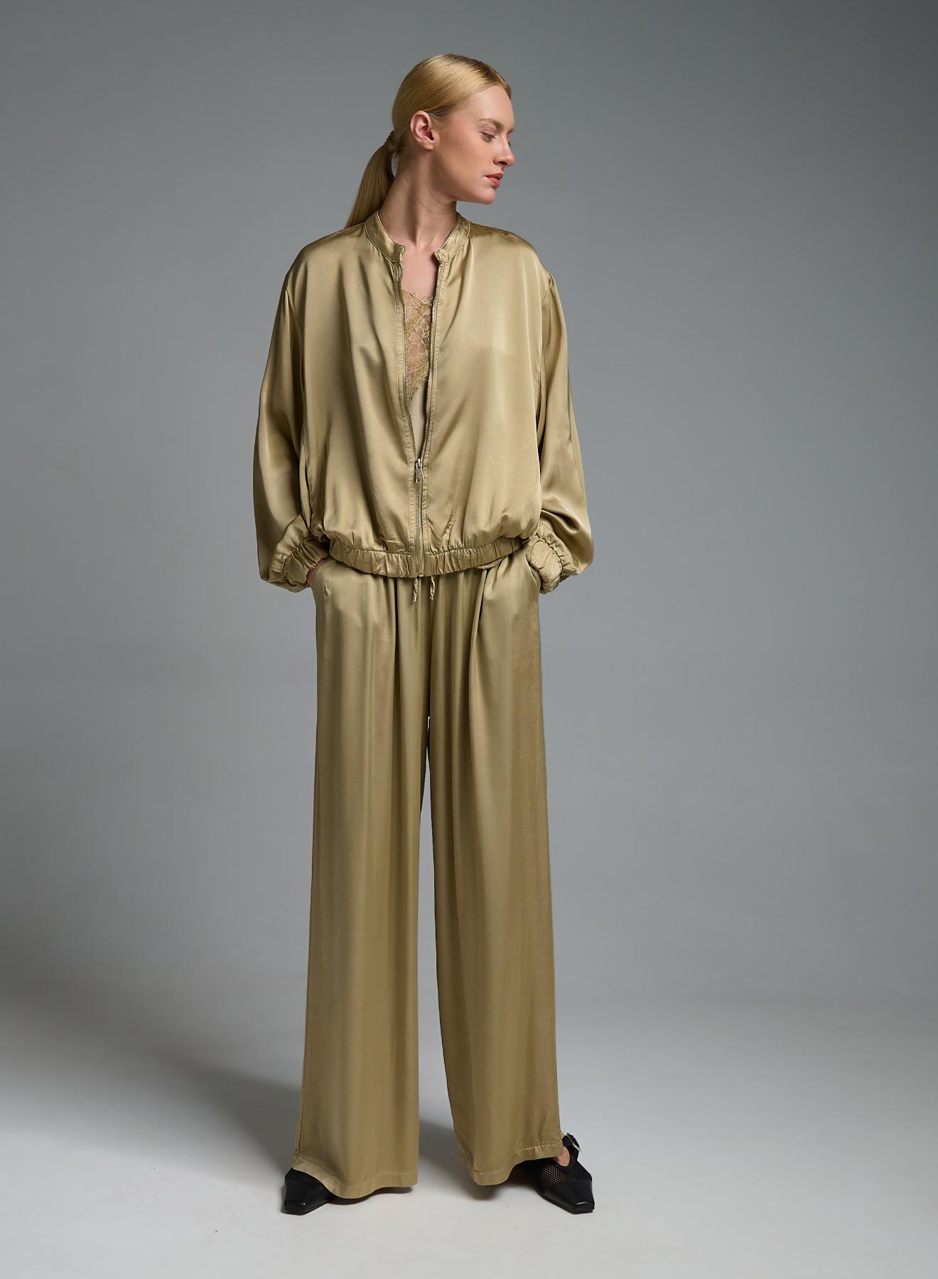 Golden silky touch Trousers with elasticated waistband and with drawstring Valentina Milano - 3