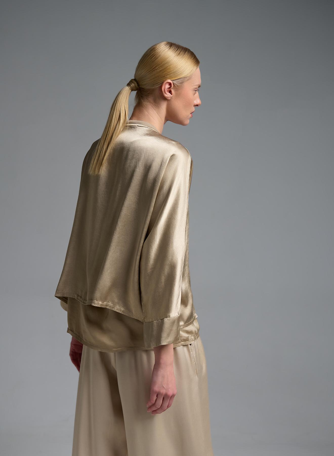 Χρυσή silky touch Ζακέτα με V λαιμόκοψη και με κουμπιά Valentina Milano - 4