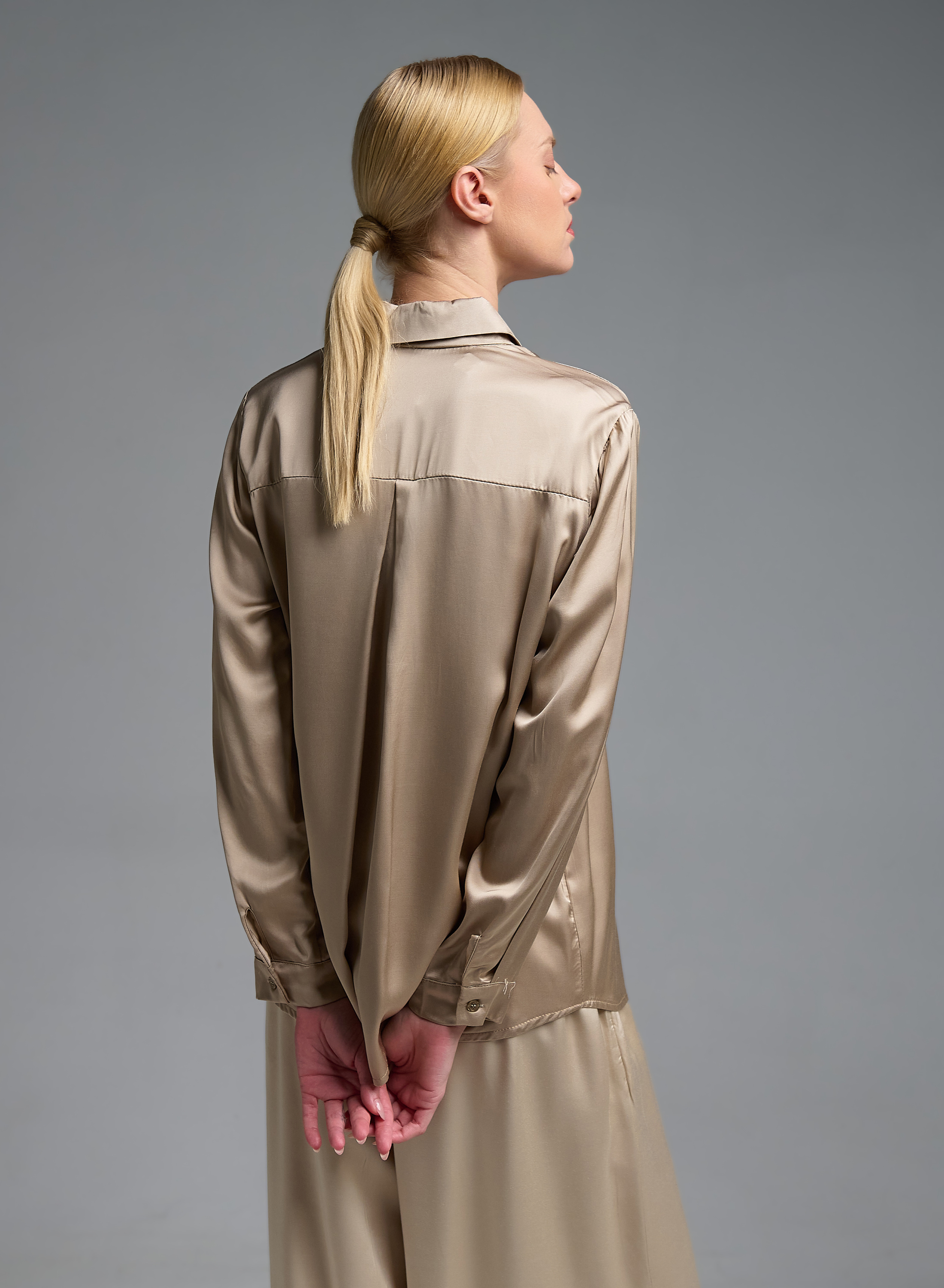 Μπεζ silky touch Πουκάμισο Valentina Milano - 3