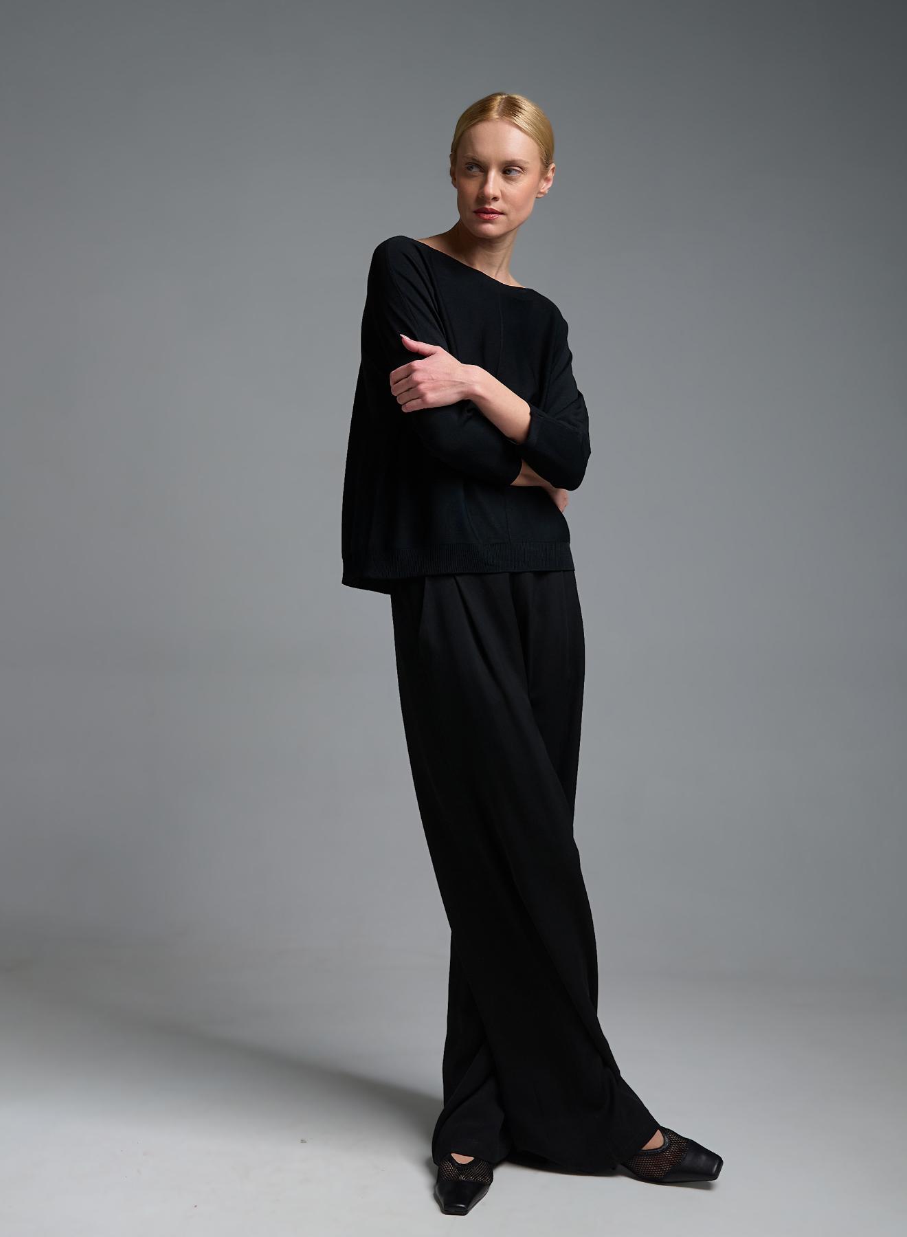 Μαύρη πλεκτή Μπλούζα με τρία τέταρτα μανίκια Valentina Milano - 3