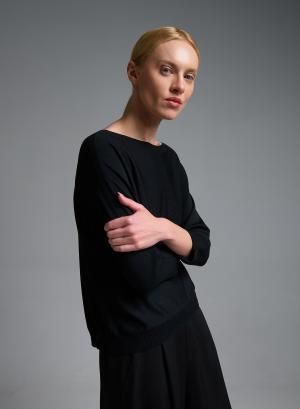 Μαύρη πλεκτή Μπλούζα με τρία τέταρτα μανίκια Valentina Milano - 58380