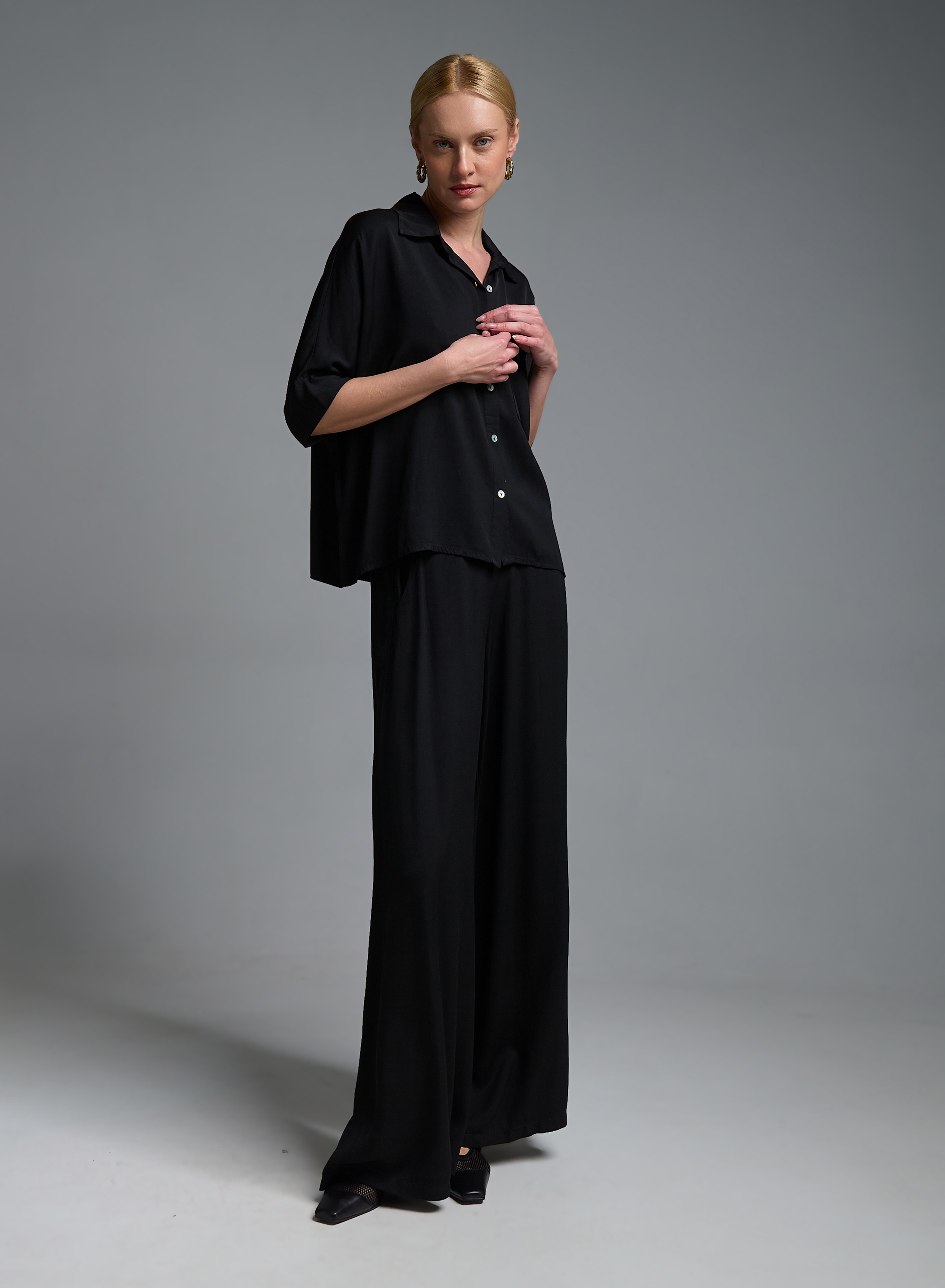 Μαύρο Πουκάμισο με τρία τέταρτα μανίκια Eco - 4