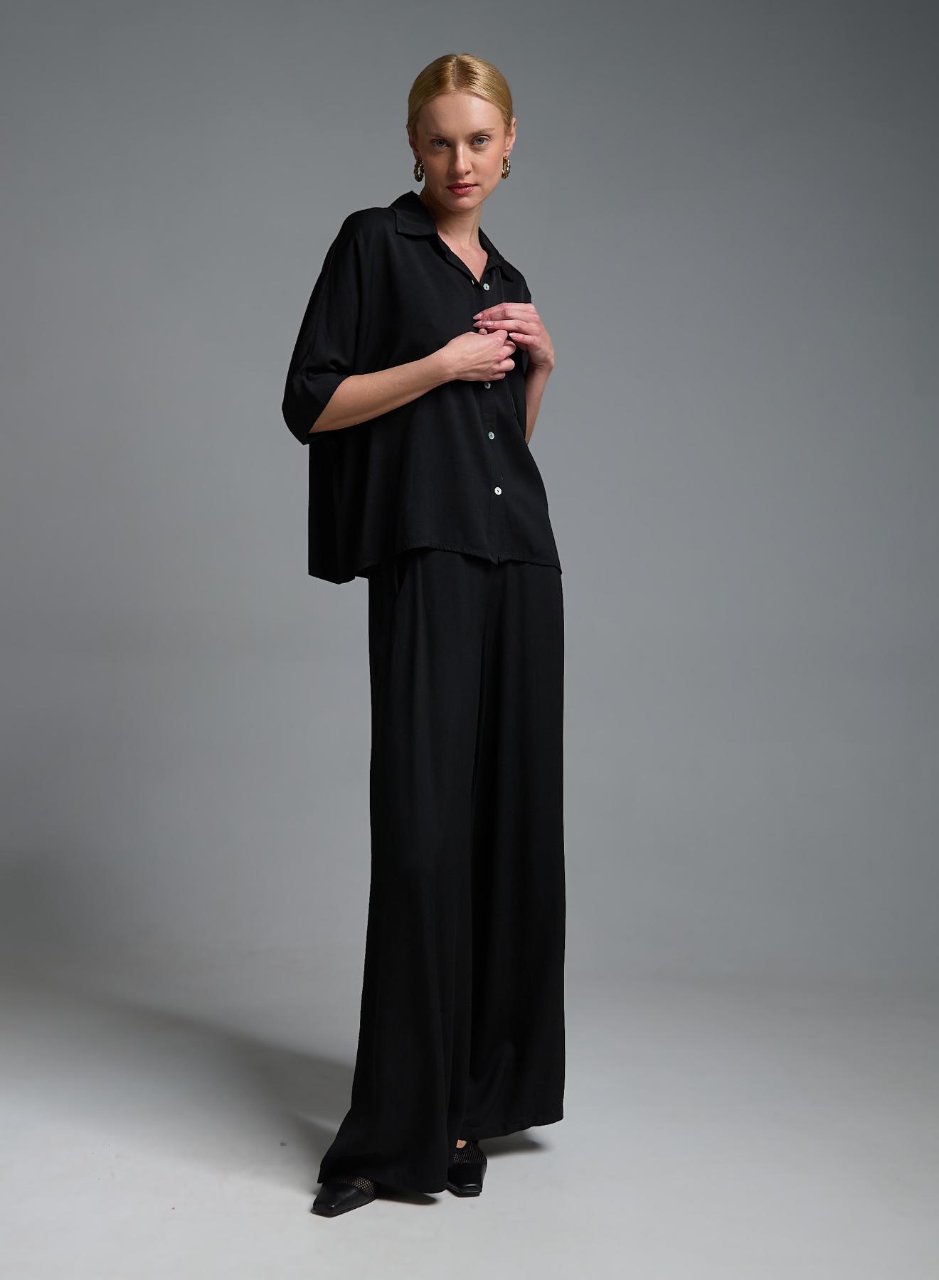 Μαύρο Πουκάμισο με τρία τέταρτα μανίκια Eco - 5