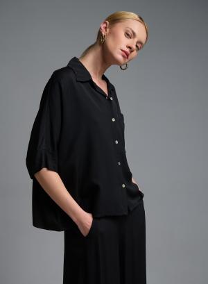 Μαύρο Πουκάμισο με τρία τέταρτα μανίκια Eco - 58427