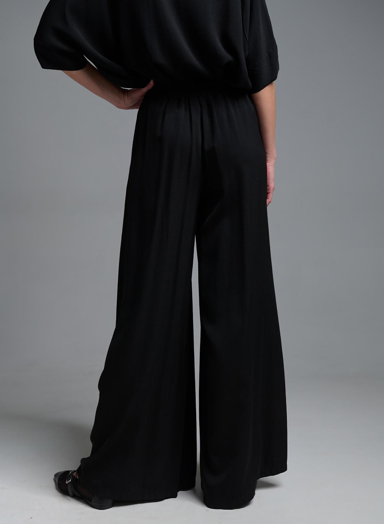 ******Black wide legs Pants with elasticated rear waistband Eco - 4