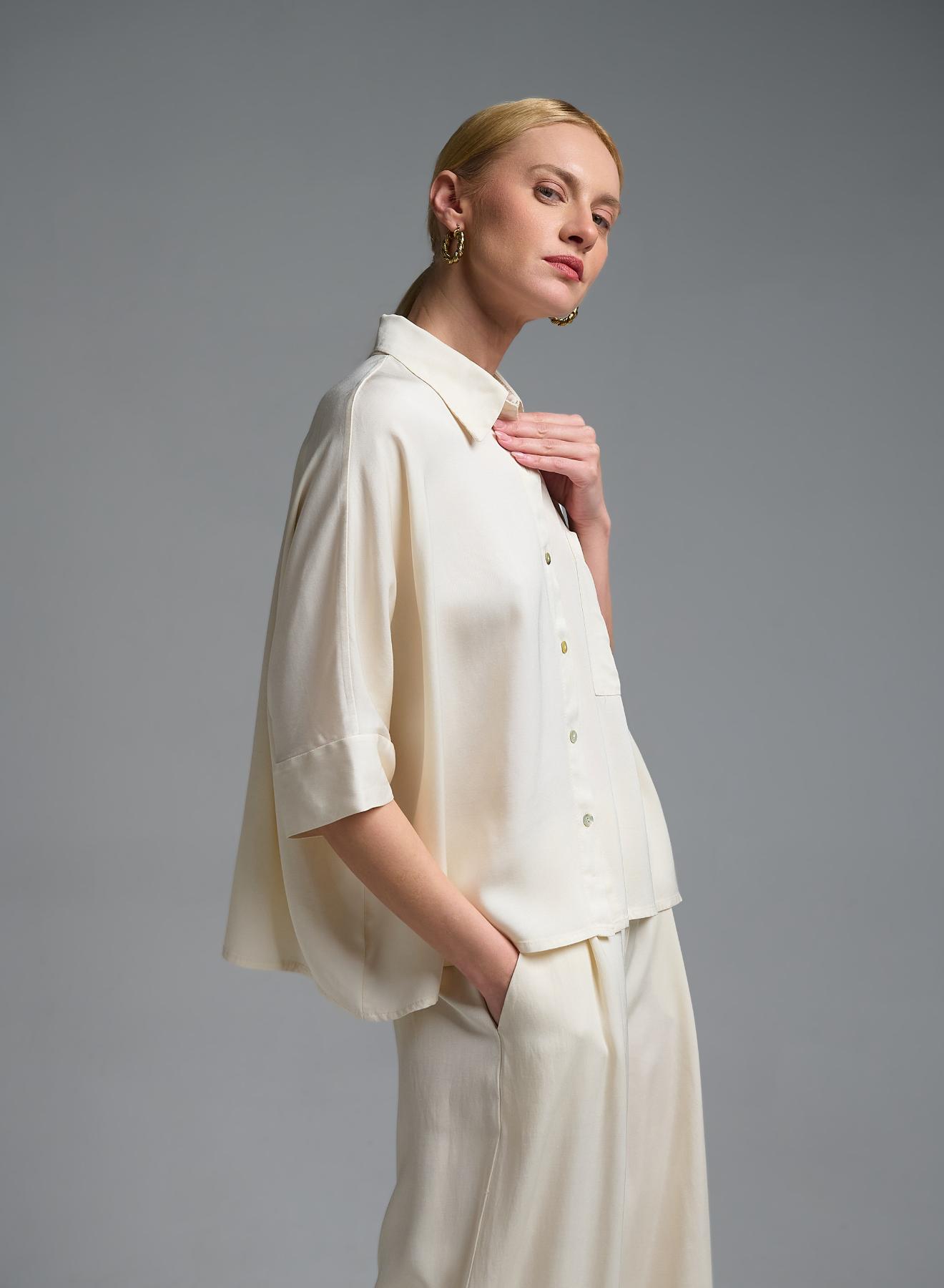 Εκρού Πουκάμισο με τρία τέταρτα μανίκια Eco - 2