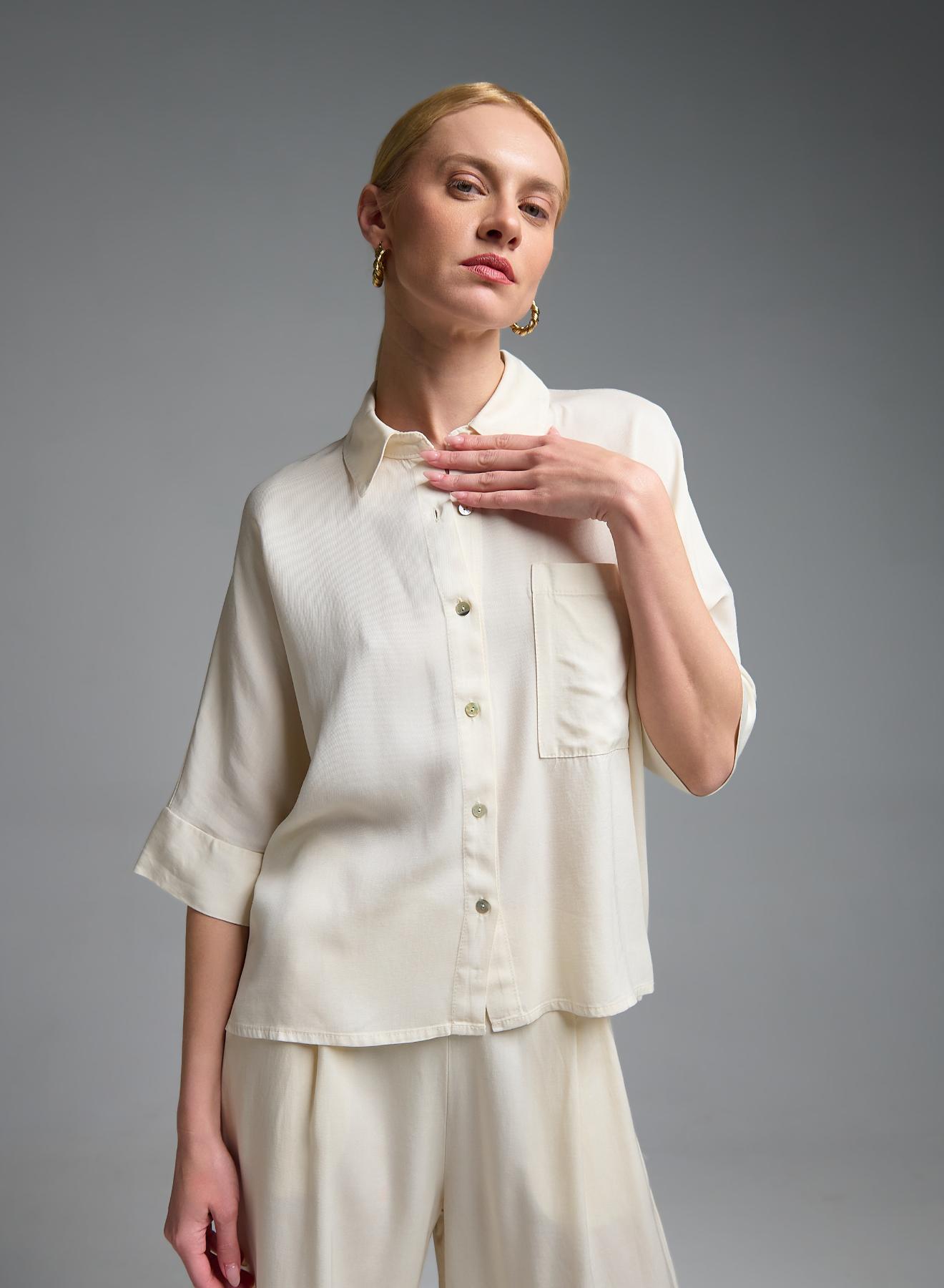 Εκρού Πουκάμισο με τρία τέταρτα μανίκια Eco - 1