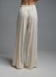 Ecru wide legs pleated Pants with elasticated rear waistband Eco - 3