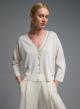 Ecru knitted Cardigan with V neckline with decorative crystals Eco - 0