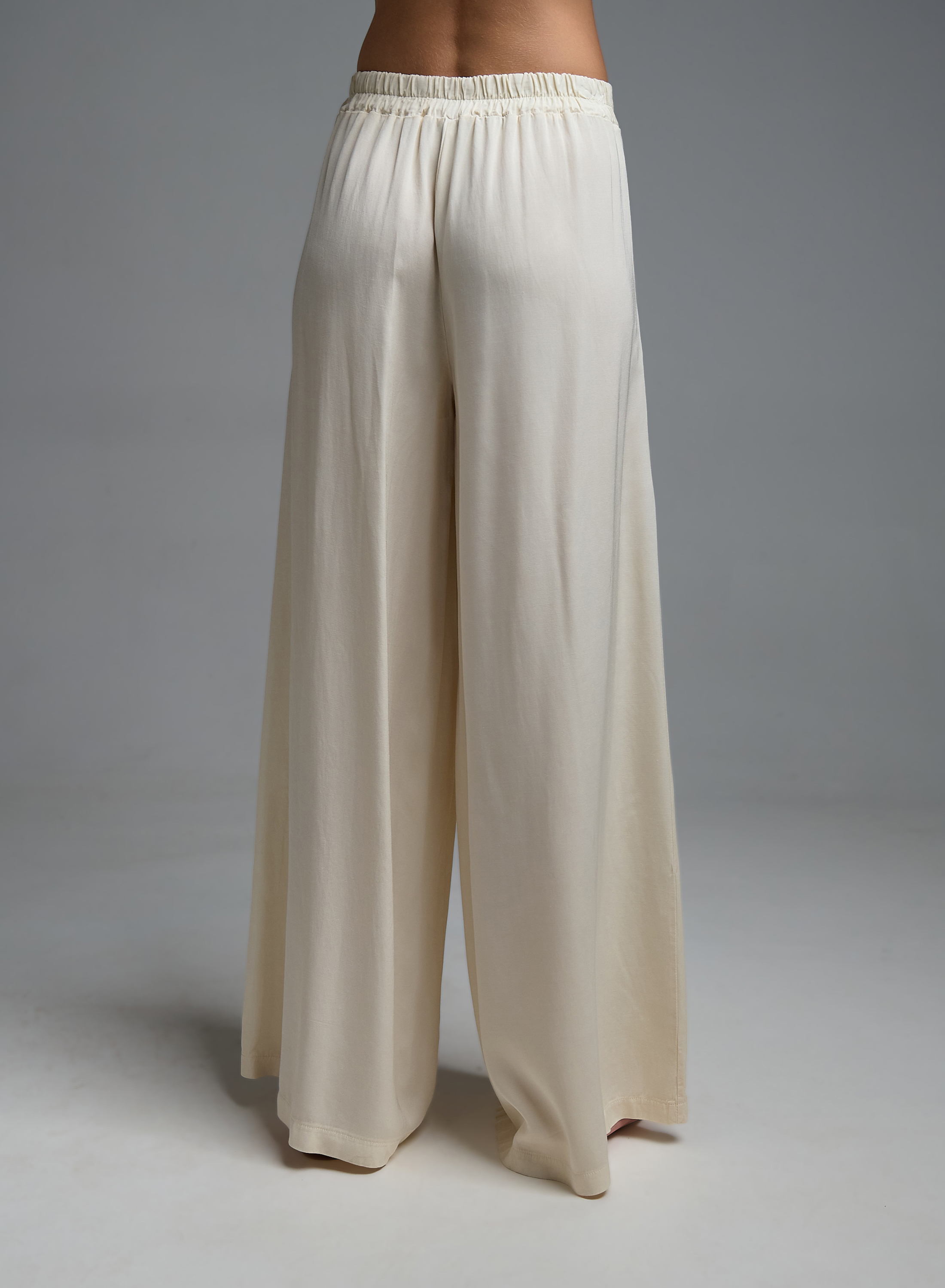Ecru wide legs Pants with elasticated rear waistband Eco - 3